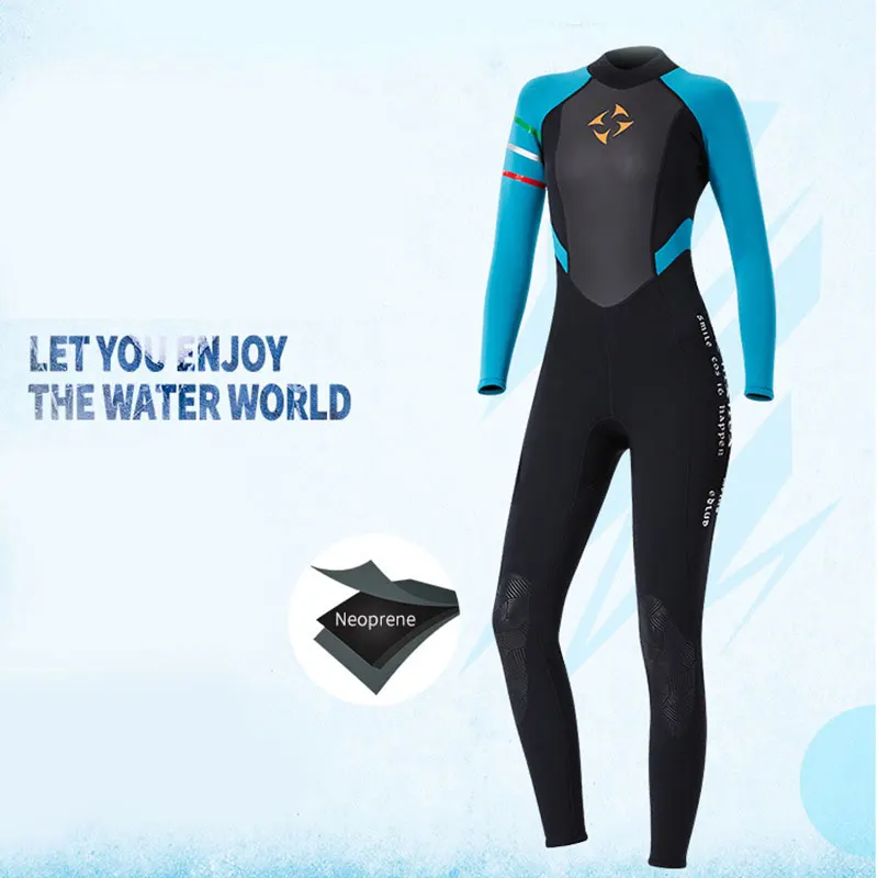 Wetsuits Women 3mm Neoprene Diving Suits Surfing Swimming Long Sleeve Keep Warm Back Zip for Water Sports FOU99