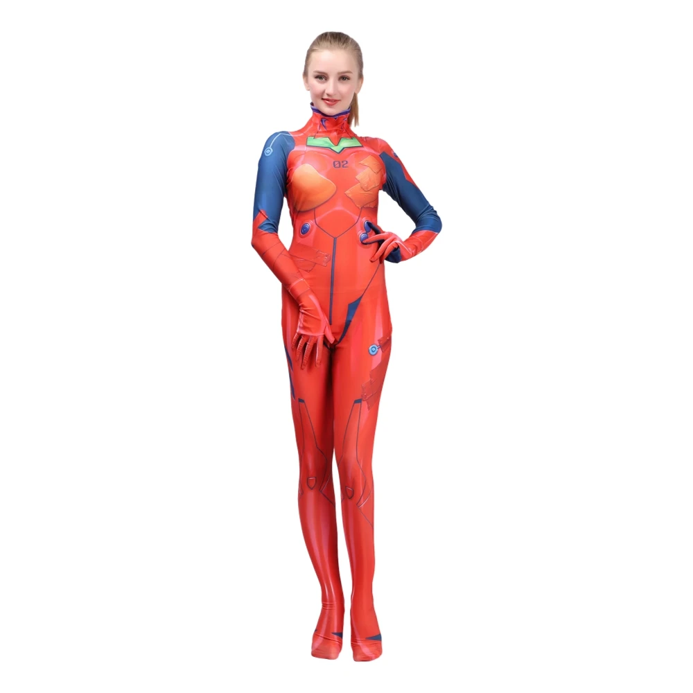 Аниме АСУКА Лэнгли сорью комбинезоны косплей костюм унисекс цельный полный боди