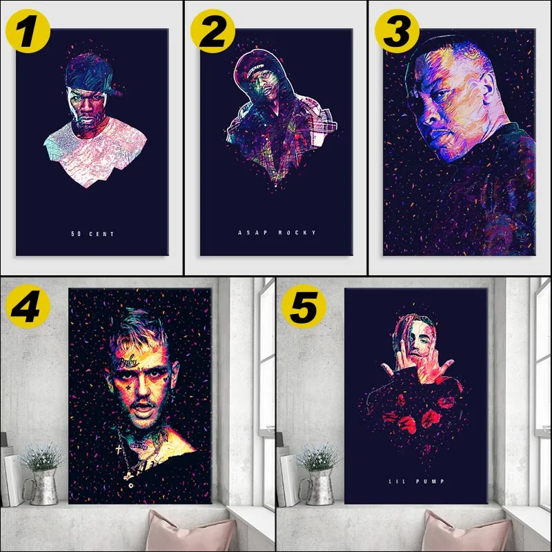 

Singer Series 50 Cents Posters Retro Canvas Modern Study Living Bar Room Decoration Painting Art Wall Interior Design