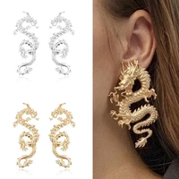 dragon earrings for women unique totem accessories vintage fashion long studs daily wearing hip hop hyperbole drop earrings