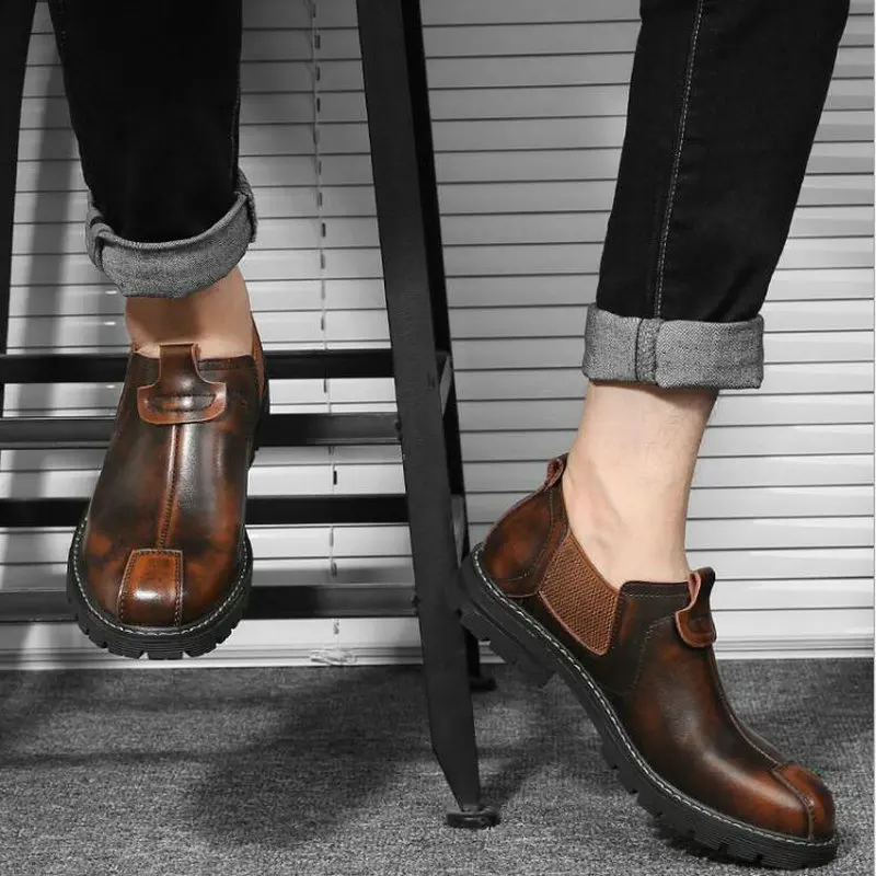 Винтажные классические мужские уличные мотоциклетные ботинки осенние ботильоны