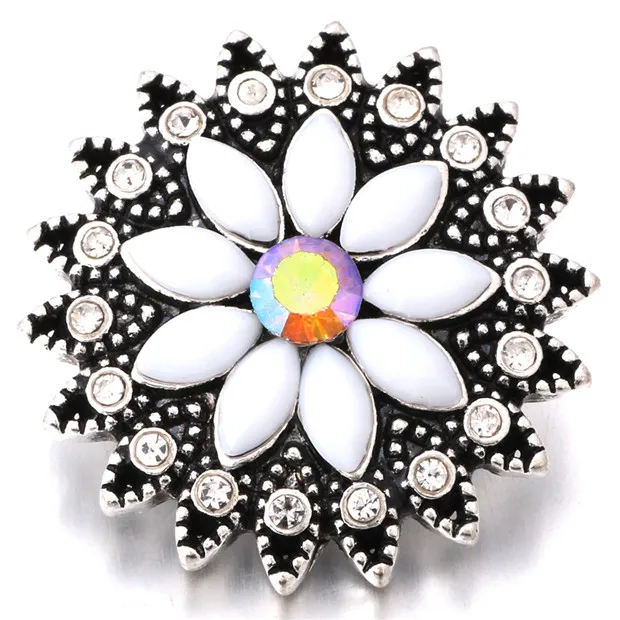 18 мм кнопки 5 Цвета Стразы с рисунком &quotПодсолнух&quot стиль Хрустальные оснастки