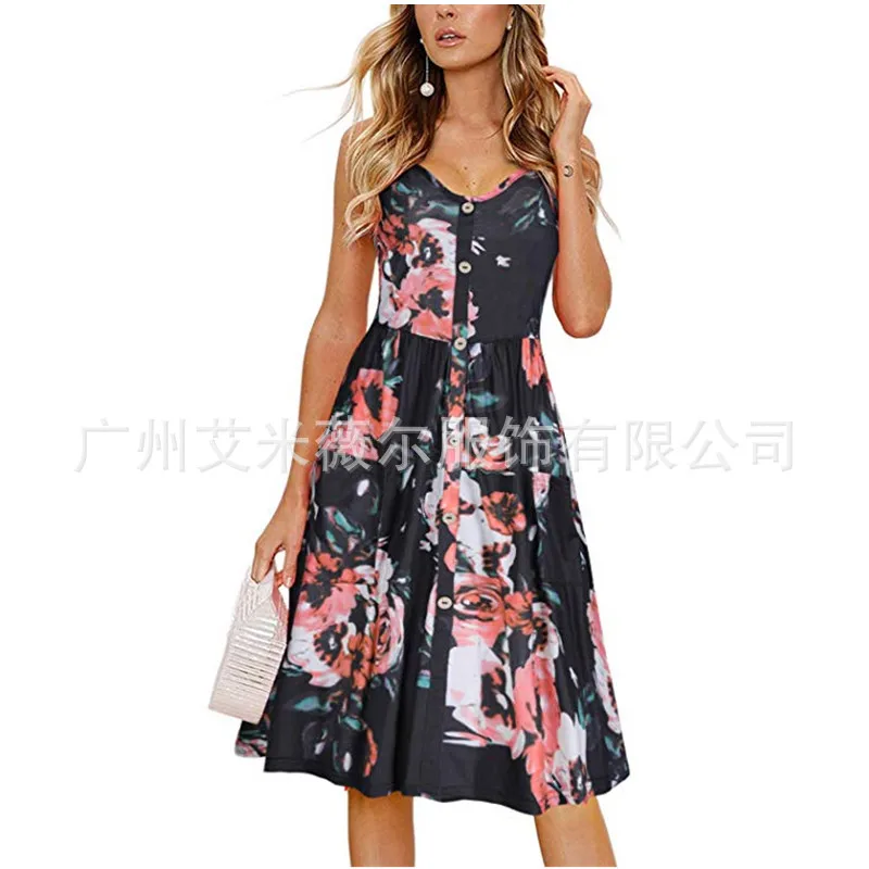 

Summer Women's Dress2021plus size Sexy dress sleeveless Casual Low cut V-Neck Backless Sling dresse Party dresses long dress