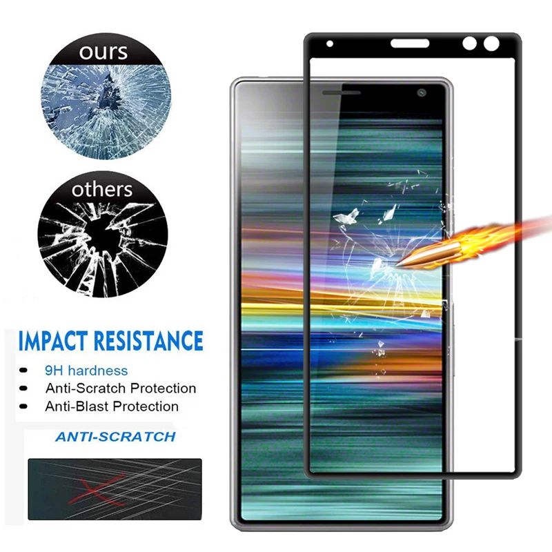 Закаленное стекло для sony Xperia 10 Plus Защитное экрана полное покрытие протектор Xperial