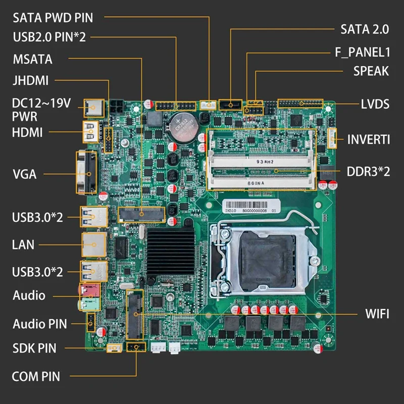 

IH310B3 Gaming Motherboard DDR3 32G LGA1151-Pin for I3/I5/I7 and Arena, Pentium Series 6/7/8/9 1066/1333/1600MHz