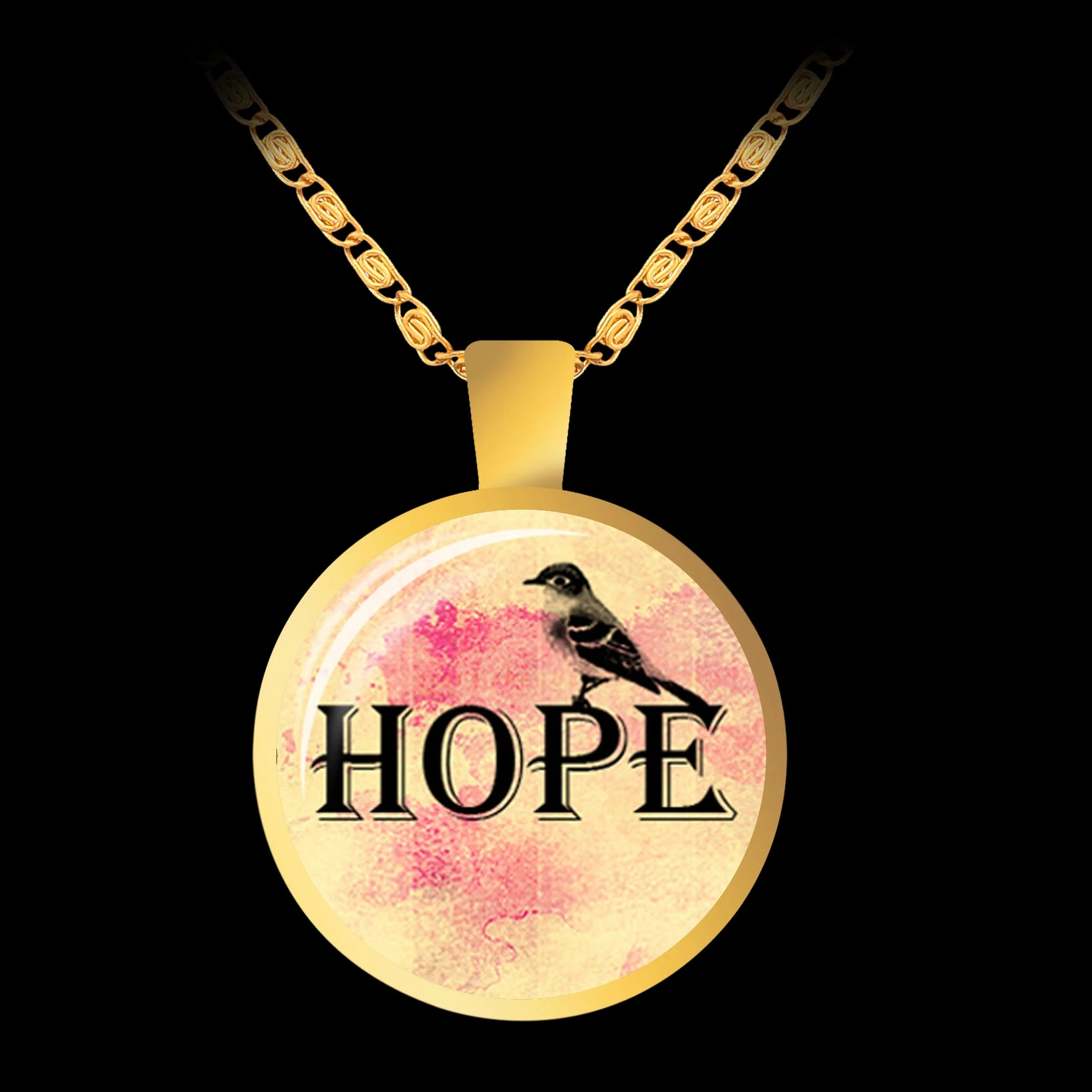 Сладкий Синг Мода Цитата письмо Стекло купол кулон ожерелье золотой цвет цепи