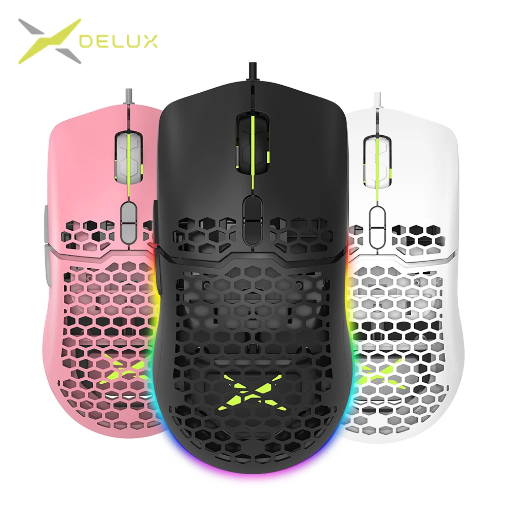 delux m700a lightweight rgb gaming mouse 67g 7200dpi 1000hz ergonomic mice with ultra weave cable for computer gamer free global shipping