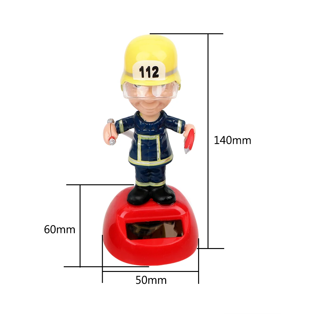 

Car Styling Solar Powered Dancing Toy Swinging Home Decor Auto Accessories Dashboard Decoration Firemen Shape Car Ornament