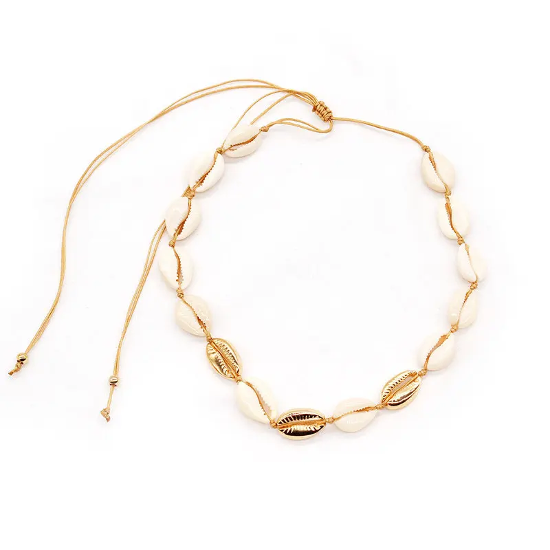 Ожерелье с цепочкой из натуральной ракушки Подвески женское золотое ручное