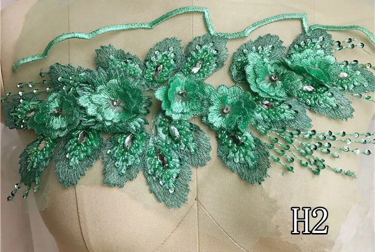 H2 Бусы ручной работы 3D свадебное платье аппликация DIY свадебный головной убор слоновой кости белый кружевной воротник кружевная ткань патч RS1697 - Цвет: H2