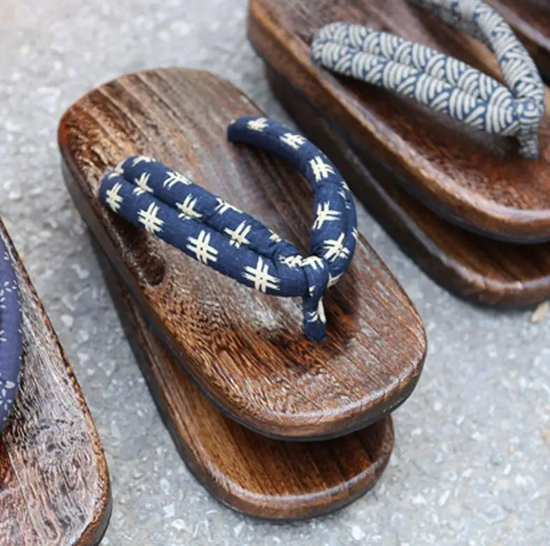 Шлепанцы мужские деревянные для косплея скамейка сандалии Гета в японском стиле