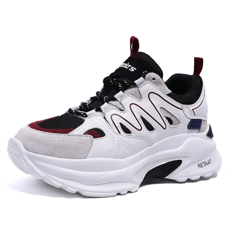 

Women's Chunky Sneakers 2018 Fashion Women Thick Sole Sneaker White Platform Lady Trainers Woman Dad Shoes