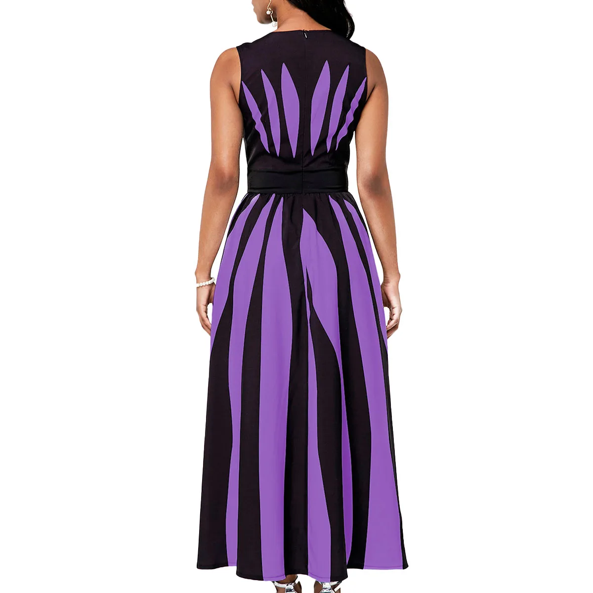 

Plus size women's retro swing dress ladies sleeveless vest party skater dress polyester long powder summer casual