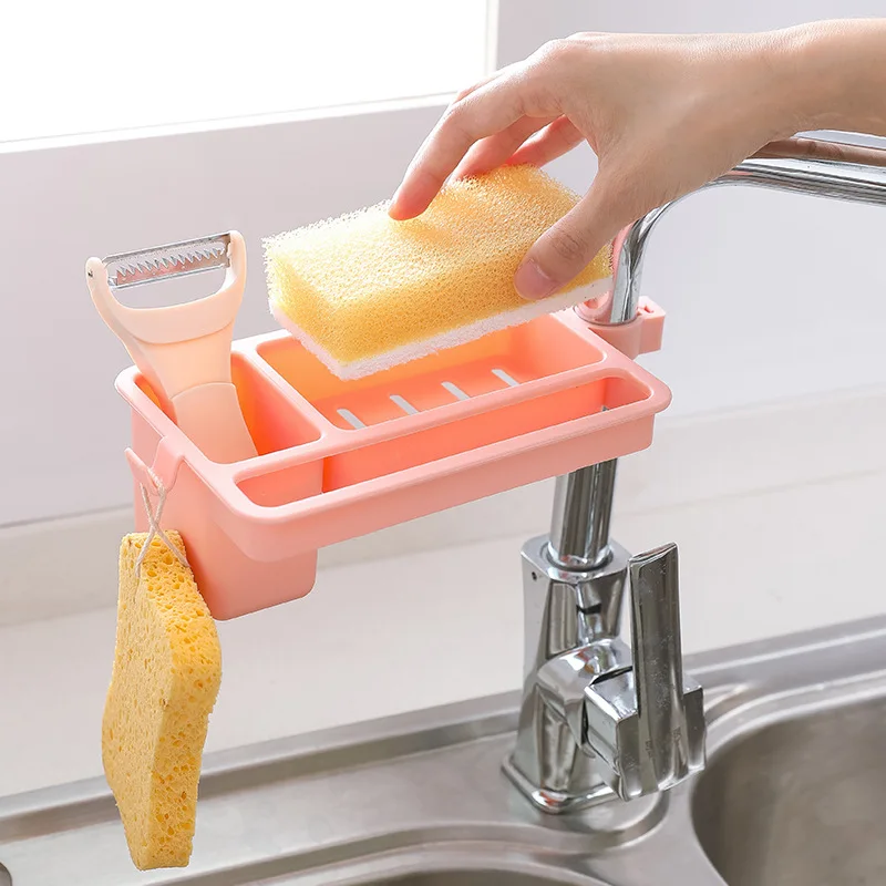 

Kitchen Sink Faucet Rack Storage Shelf Sponge Soap Dish Cloth Cooking Rack Pool Plastic Organizador De Cocina Home Garden BE50SA