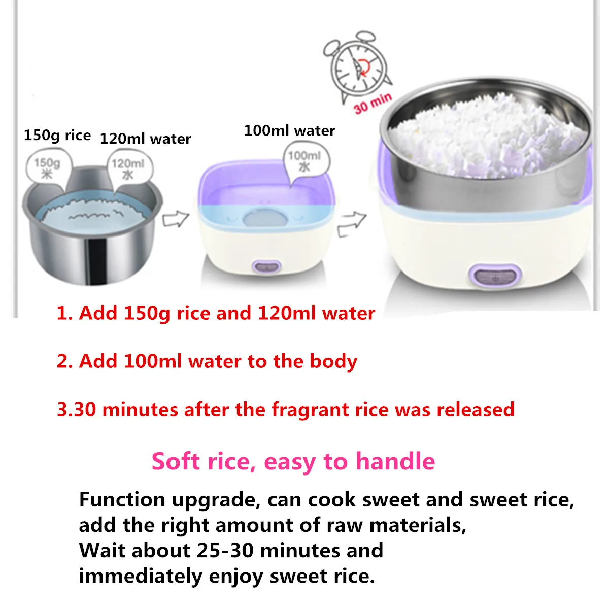 Мини рисоварка портативная Пароварка для подогрева пищи теплосохраняющая