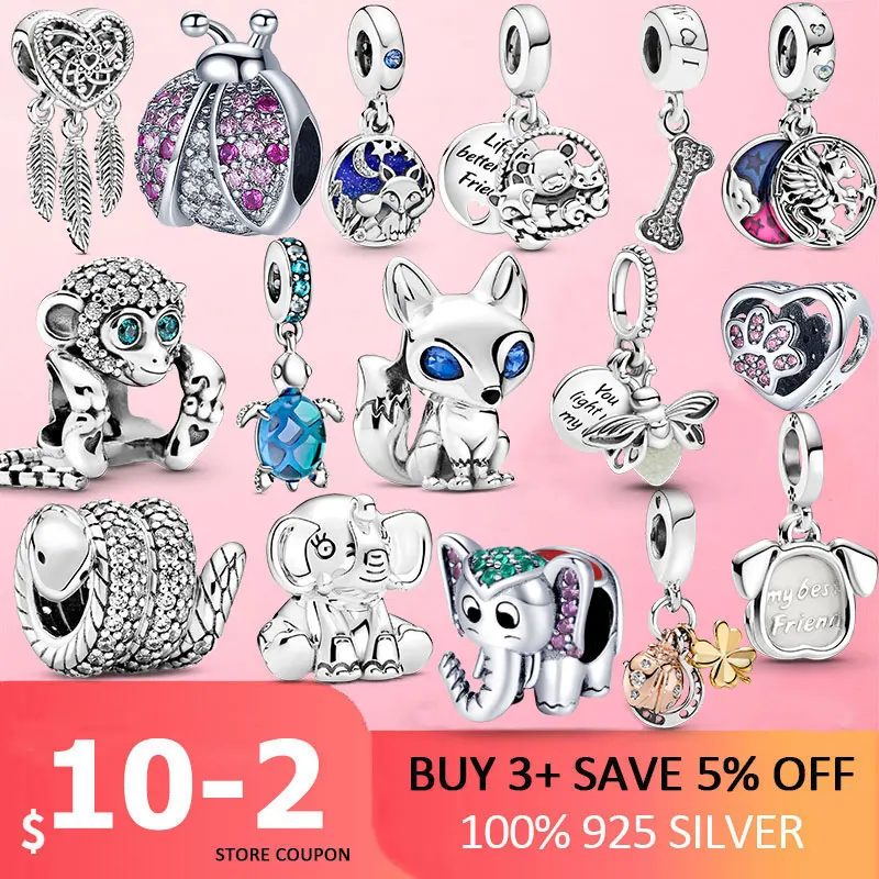 Ювелирные изделия подвески серебряного цвета божья коровка Лев Коала Сова лиса