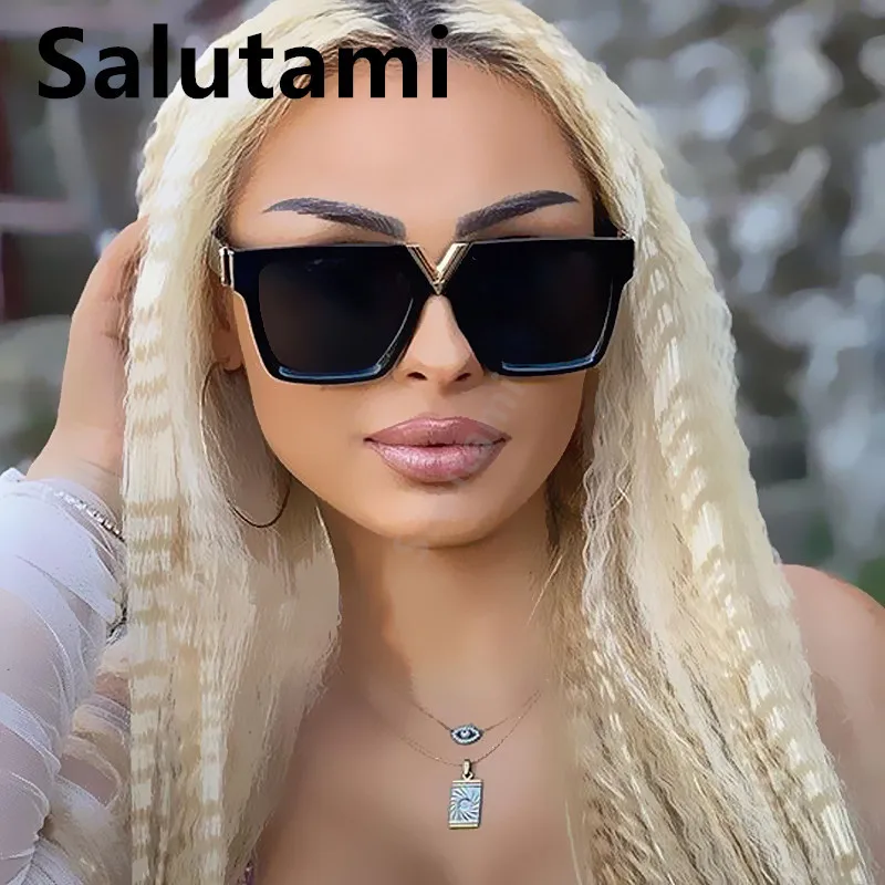 

Vintage New Luxury Brand One Piece Square Sunglasses For Women Oversized Black Gradient Sun Glasses Men Retro Mirror Eyewear