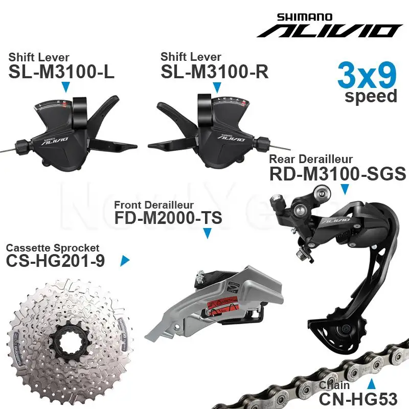 Набор компонентов SHIMANO ALIVIO M3100 3x9 В с переключателем скоростей задний и передний