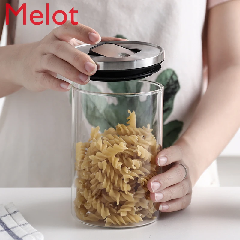

Glass Bottle Seal Tank with Cover Transparent Coffee Tea Food Snack Storage Storage Dry Storage Tank High Grade and Durable
