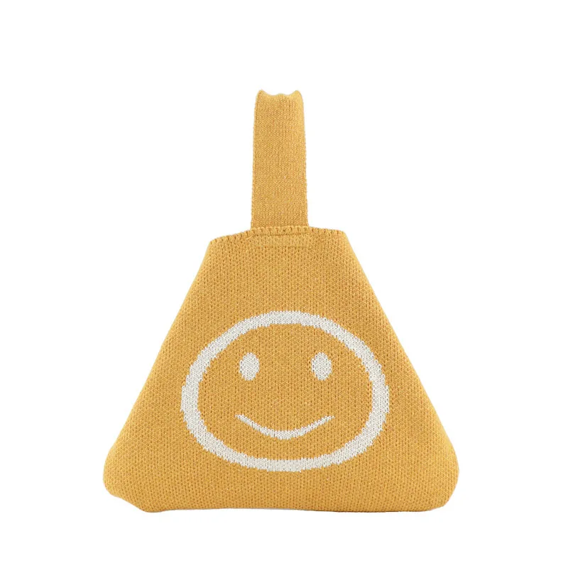 

Korean woolen cute smiley handbag ins wind knitted casual hand bag fashion wild vest bag hand bags women handbags
