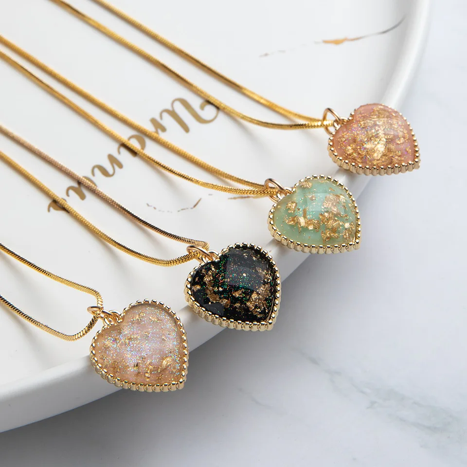 Sweet Girls Necklaces Fashion Women Lover Heart Pendant Retro Gold Foil Alloy Necklace Jewelry Gifts For Wedding Engagement | Украшения и