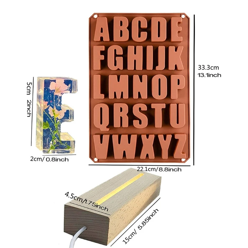 

Alphabet Resin Mold with LED Light Dispaly Base Letters Pendant Silicone Mould