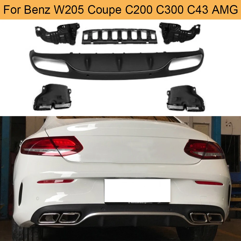 Диффузор заднего бампера для Mercedes Benz W204 спойлер 2 дверей C200 C300 C43 AMG 2014 - 2019 с