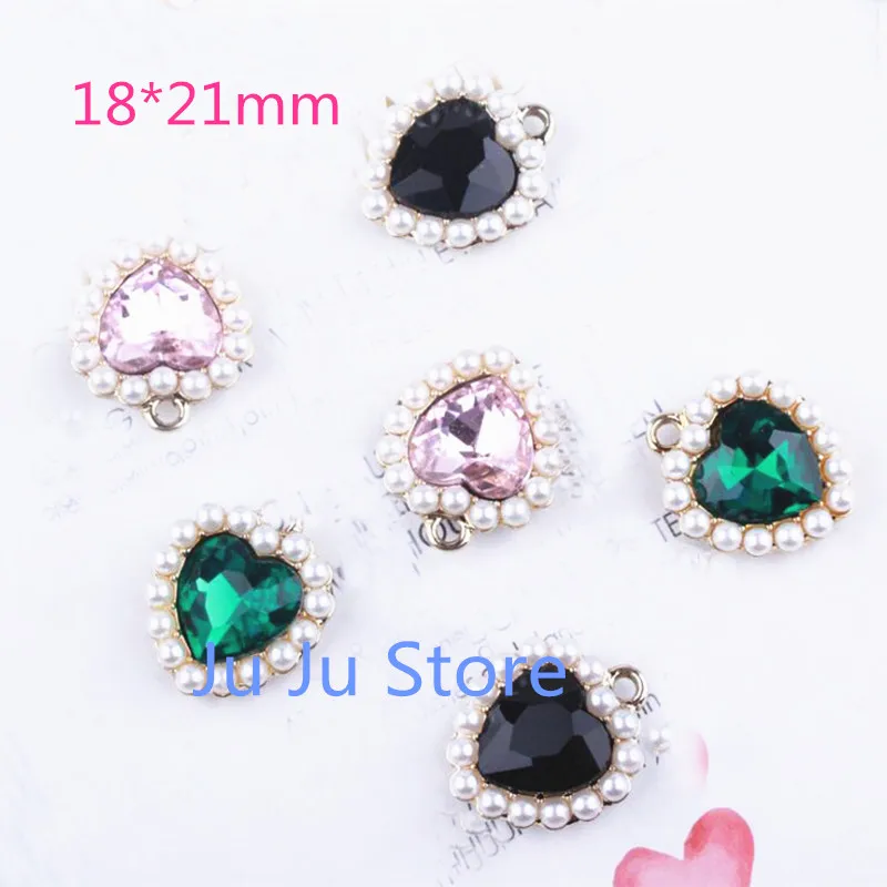 

4Pcs/Lot Alloy Heart Charm Pendant With Glass Pearl about 18x21mm For DIY Handmade Necklace/Earring/Bracelet Jewelery Making