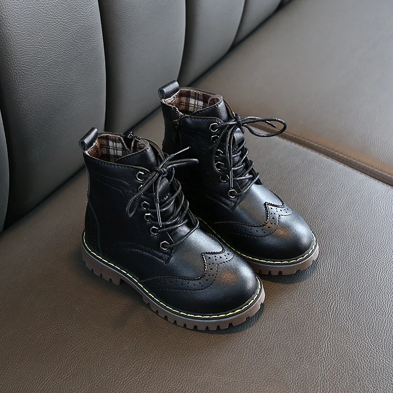 Осенне зимние черные мотоциклетные ботинки для девочек модные размер 26 36 удобные