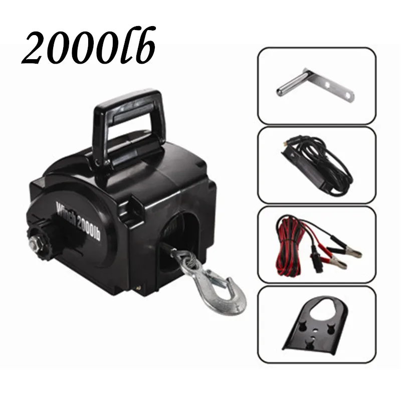 newWinch 2000lbs portable boat / yacht electric winch rubber boat tractor winch 12v