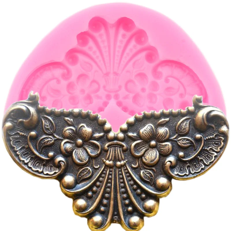 3D зеркального отображения медальон рамки силиконовые формы в стиле барокко