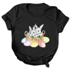 Женская свободная футболка с коротким рукавом, круглым вырезом и принтом кролика