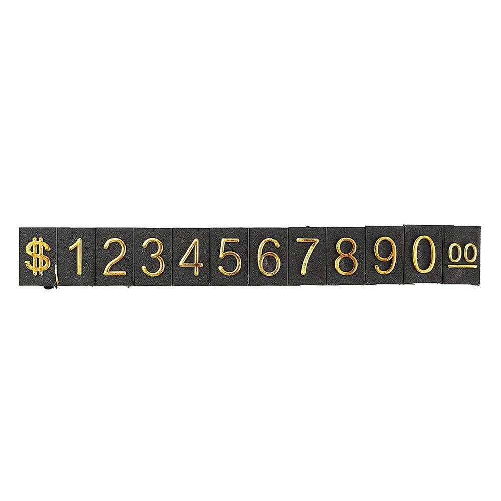 

16 Sets Golden Number Letter with Base Adjustable Price Display Stand Tag Label Sets of Number Labels