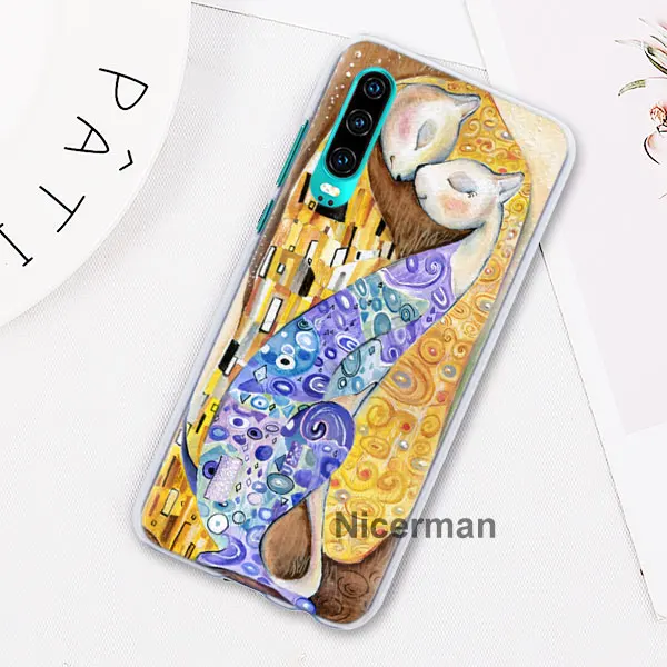 Забавный Pat Cat Art painting красочные милые чехлы для телефонов huawei P30 Pro P10 P20 Lite P30 Lite P Smart Plus Жесткий Чехол для ПК Co - Цвет: 04