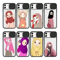 muslim girl woman cute cartoon phone case transparent for iphone 7 8 11 12 se 2020 mini pro x xs xr max plus