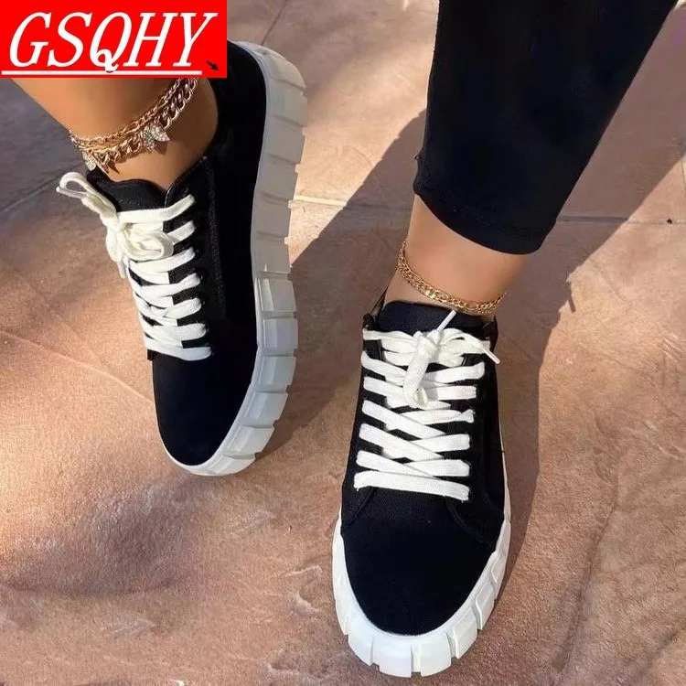 

Женские кроссовки на толстой подошве, сетчатые, на шнуровке, круглый носок, плоская подошва, весна-осень