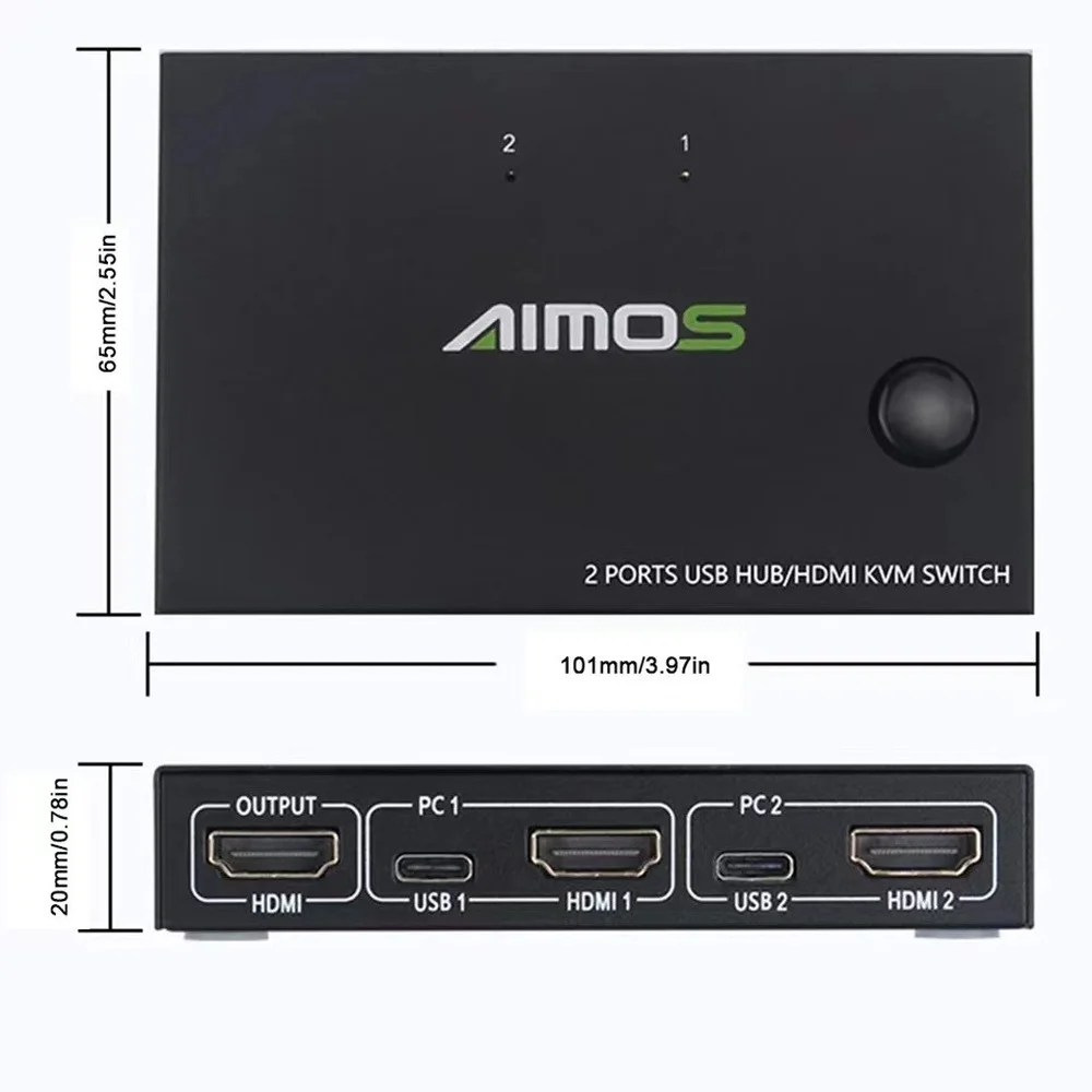 

2 In 1 Out 4K USB HDMI KVM Switch Box for 2 PC Sharing Keyboard Mouse Printer Plug Paly Video Display USB Swltch Splitter