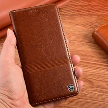 Genuine Leather Case for OPPO Realme Narzo 30 30A Luxury Magnetic Flip Cover Card Slots