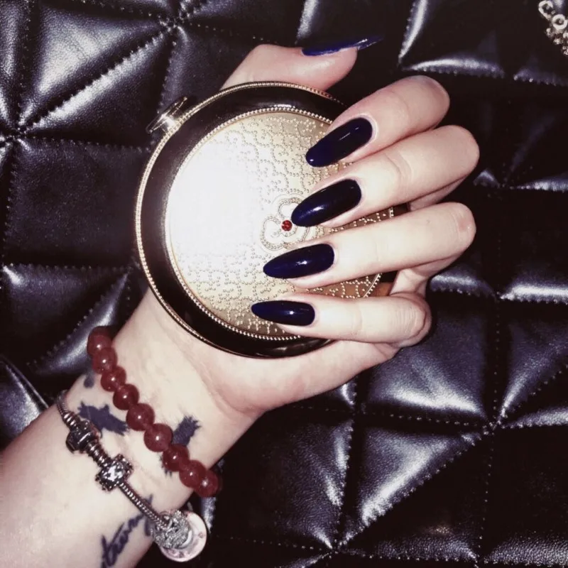 Длинные Накладные наклейки для ногтей черного цвета 24 шт. | ногти