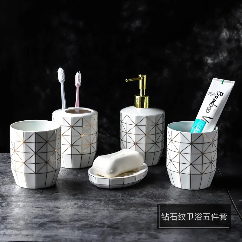 Европейская Золотая Линия Набор Для Ванной Комнаты 5 Шт. Мытье Ручной Жидкости