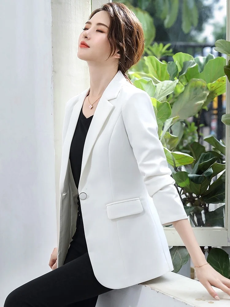

Blazer Korea Casual Slim Blazers Jackets Work Coat Outerwear Fashion Autumn Career Female Jacket Office Lady Women