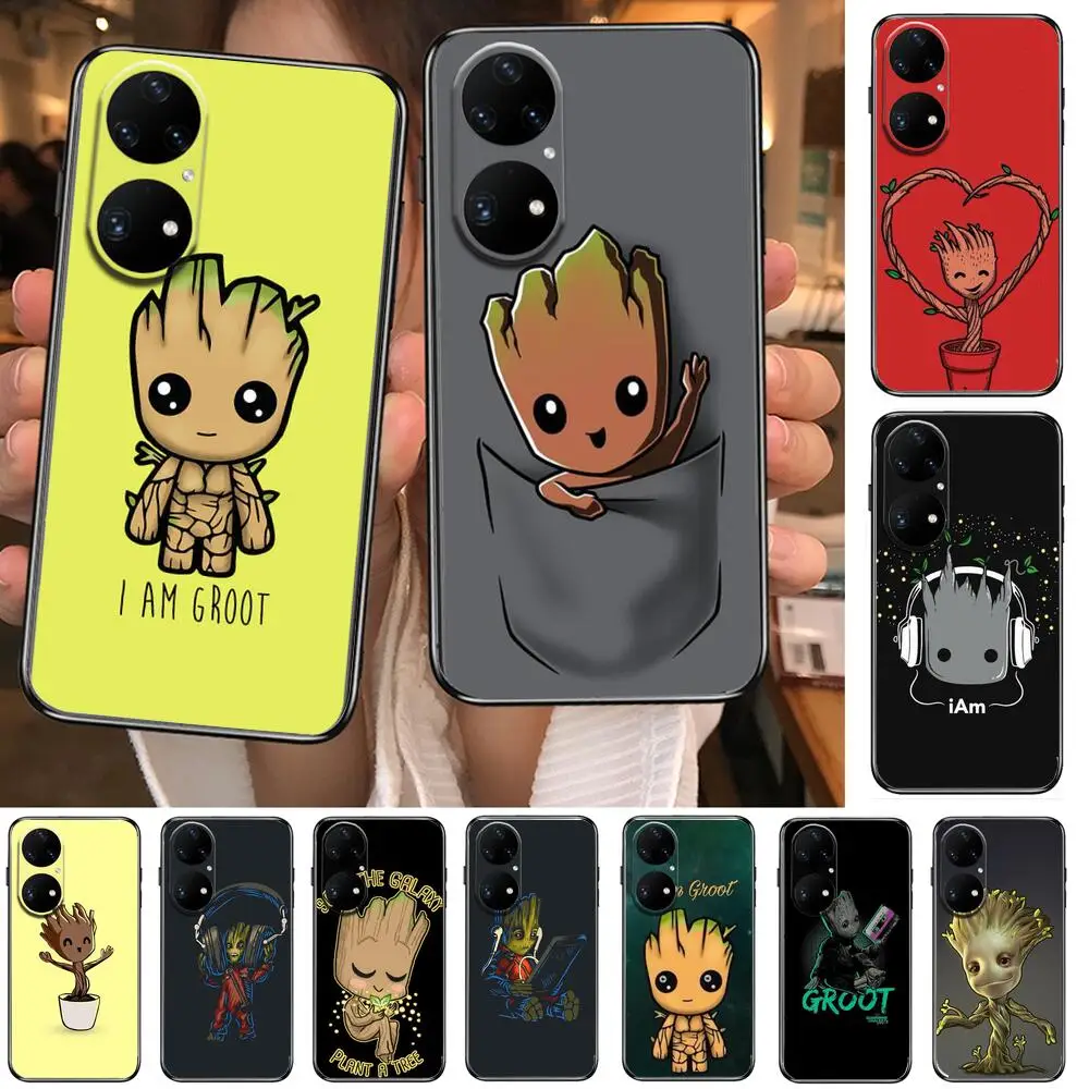 Милый мультяшный чехол для телефона marvel Грут Huawei p50 P40 p30 P20 10 9 8 Lite E Pro Plus черный с