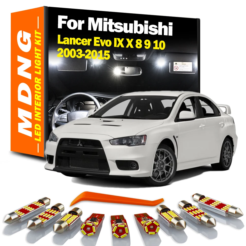 

MDNG 8Pcs Canbus For Mitsubishi Lancer Evo IX X 8 9 10 2003-2015 Car Bulbs LED Interior Map Dome Trunk Light License Plate Lamp