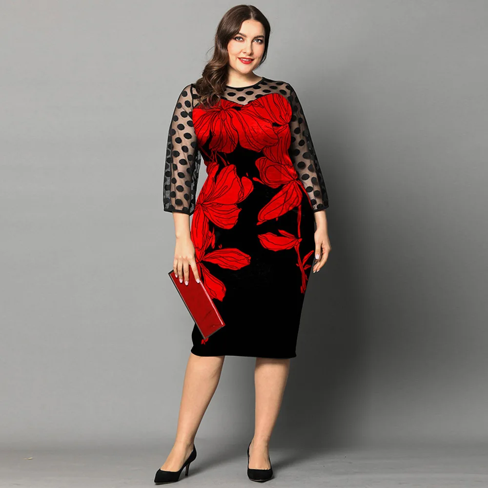 Вечерние вечернее платье сексуальное Сетчатое Прозрачное в горошек с