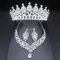 fashion crystal wedding bridal jewelry sets women gril bride tiara crown headbands earring necklace wedding jewelry accessories