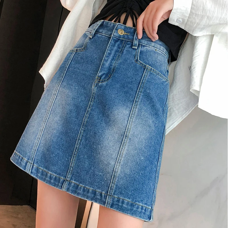 

2021 Summer Women Skirts Korean fashion High Waist Mini Denim Skirt Women clothes Sexy Cute Skirts with Zipper for ladies