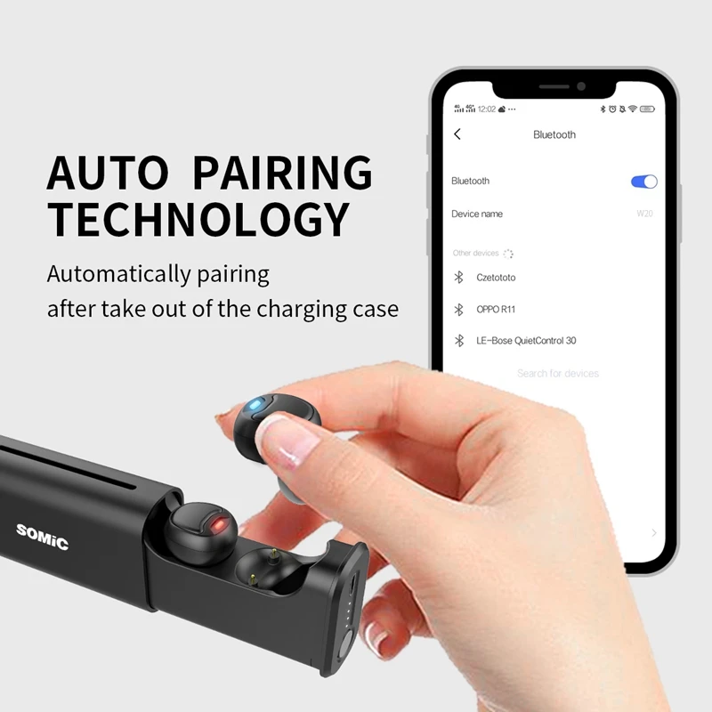SOMIC TWS W20 Bluetooth наушники-вкладыши умные беспроводные наушники настоящие