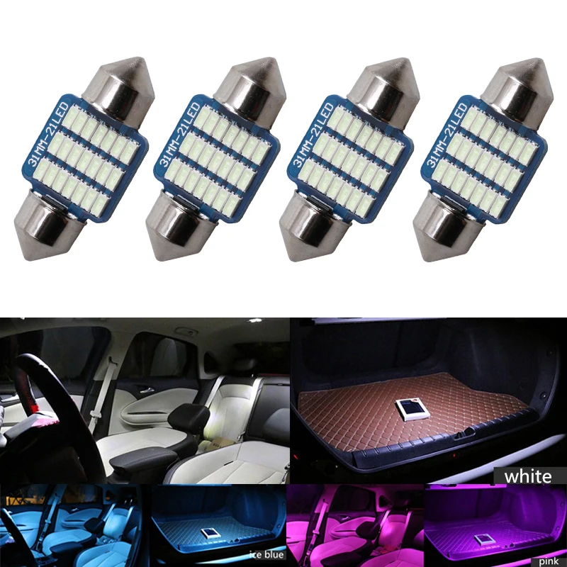 4 шт. 31 мм Светодиодная гирлянда Интерьер автомобиля светильник c10w c5w