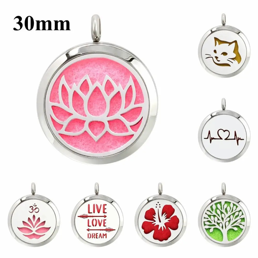 Live Love Dream Lotus flower 316L нержавеющая сталь 30 мм ароматерапия Магнитный медальон