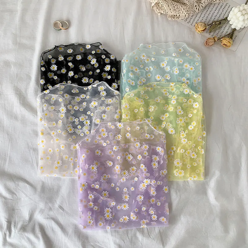 Корейская версия сетчатый топ с маргаритками Новинка 2020 Красивая Милая